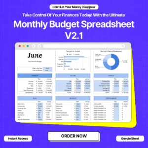 MONTHLY BUDGET PLANNING SPREADSHEET V2.1