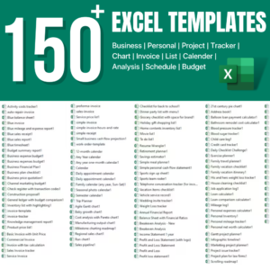 150+ Excel Templates Collection